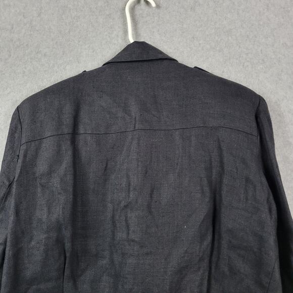 Vtg Cristina Maxx 100% Linen Black Gold LS Button Up Cropped Jacket Women's 8 - Picture 8 of 13